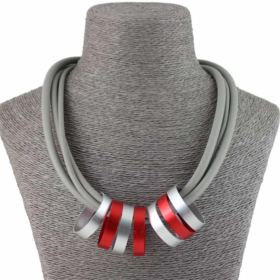 Multicolor Metal Circle Pendants & Necklaces For Women Collar Chain Handmade Rubber Jewelry Long Necklaces Gift Girl Choker