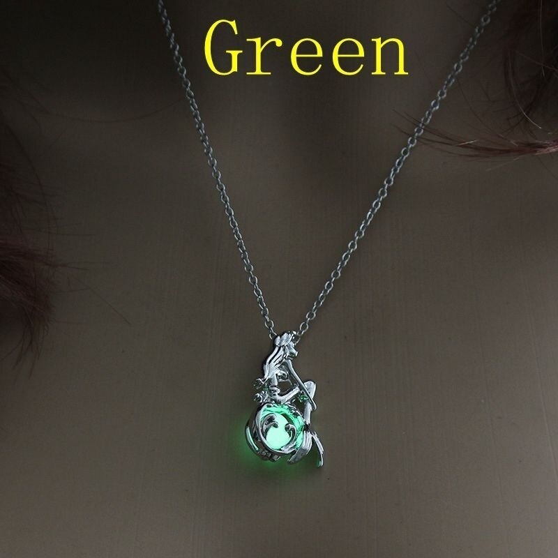 Multicolor Moonstone Mermaid Pendant Necklace for Ladies Personality Mermaid Necklace Accessories Party Jewelry