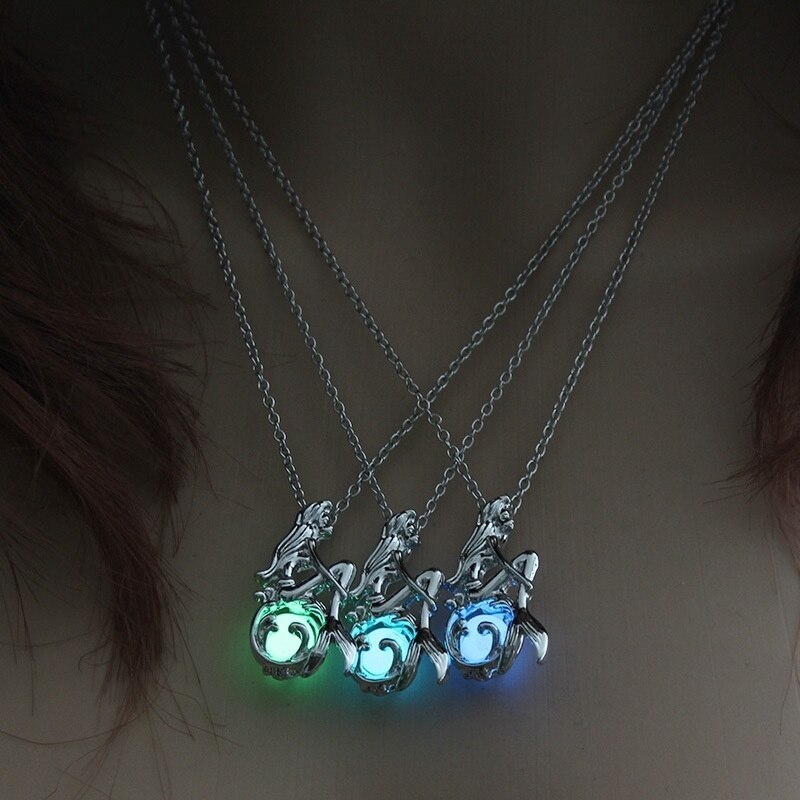 Multicolor Moonstone Mermaid Pendant Necklace for Ladies Personality Mermaid Necklace Accessories Party Jewelry