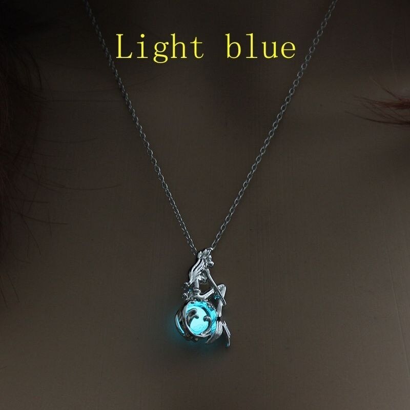 Multicolor Moonstone Mermaid Pendant Necklace for Ladies Personality Mermaid Necklace Accessories Party Jewelry