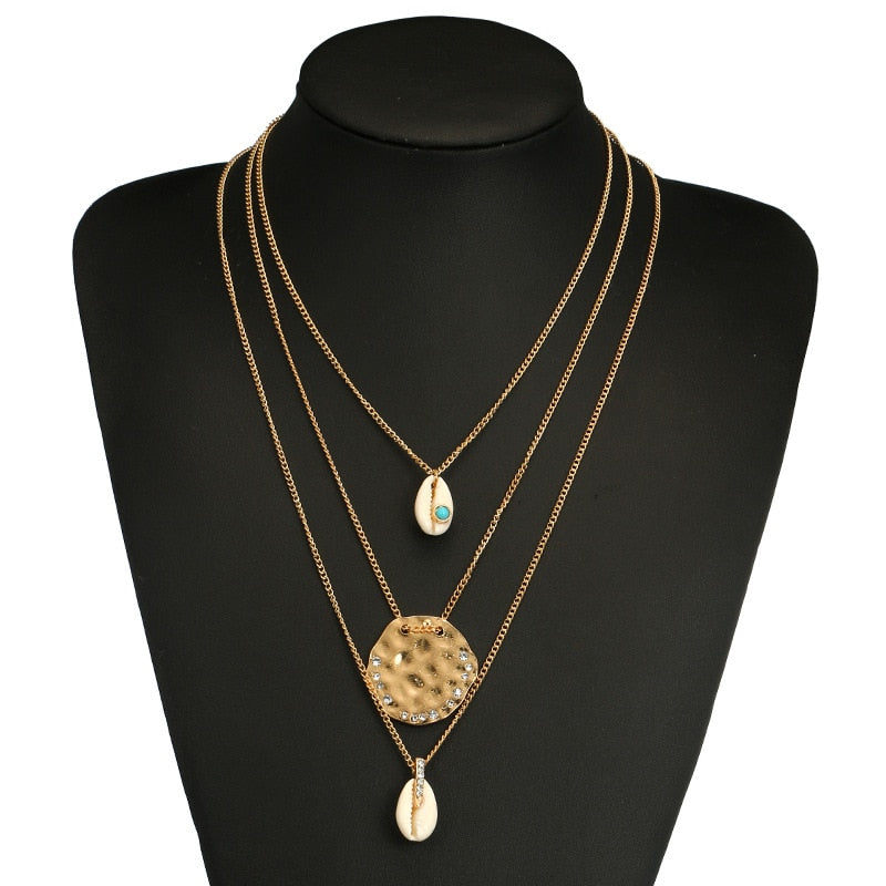 Multilayer Crystal Moon Necklaces & Pendants For Women Vintage Charm Gold Choker Necklace 2021 Bohemian Jewelry