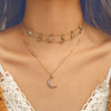Multilayer Crystal Moon Necklaces & Pendants For Women Vintage Charm Gold Choker Necklace 2021 Bohemian Jewelry