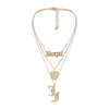 Multilayer Crystal Pendant Necklace Women gold SILVER Color Heart  pendant shaped lettering pattern Choker Necklaces Jewelry
