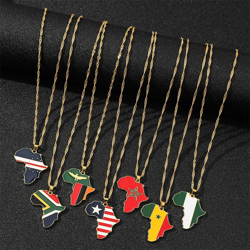 National Map Flag Necklace Zambia Uganda Liberia Sierra Leone Mall Nigeria Rwanda Somalia South Africa Morocco Mozambique