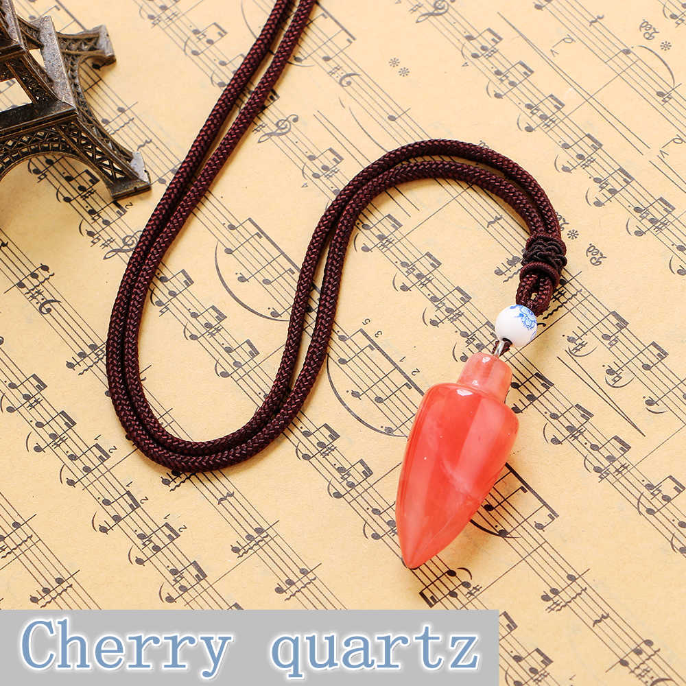 New Natural Stone Opal Pendant Women Bullet Shape Necklace Stone Crystal Choker Necklace Gemstone Vintage Rope Jewelry Rainbow