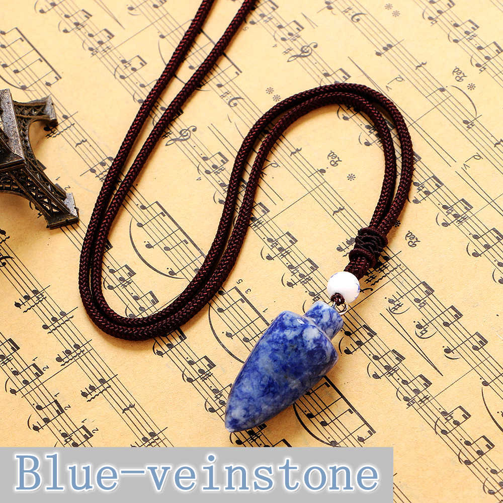New Natural Stone Opal Pendant Women Bullet Shape Necklace Stone Crystal Choker Necklace Gemstone Vintage Rope Jewelry Rainbow