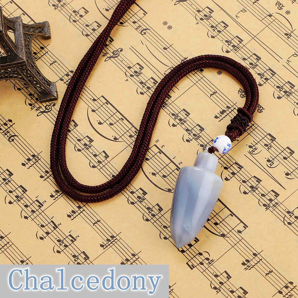 New Natural Stone Opal Pendant Women Bullet Shape Necklace Stone Crystal Choker Necklace Gemstone Vintage Rope Jewelry Rainbow