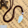 New Natural Stone Opal Pendant Women Bullet Shape Necklace Stone Crystal Choker Necklace Gemstone Vintage Rope Jewelry Rainbow