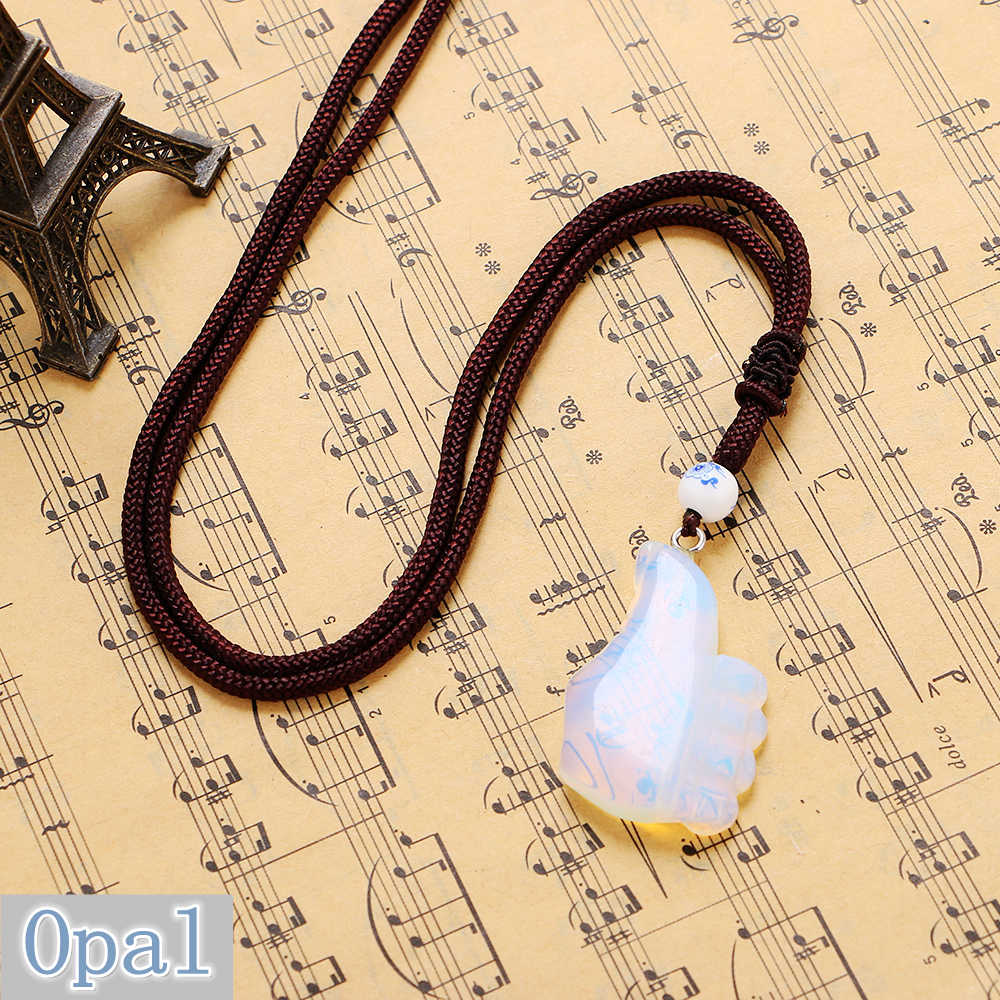 New Natural stone necklace Pendant Hand Natural Moonstone Fine Jewelry Opal crystal Natural Crystal Pendant Pink Stone Pendant