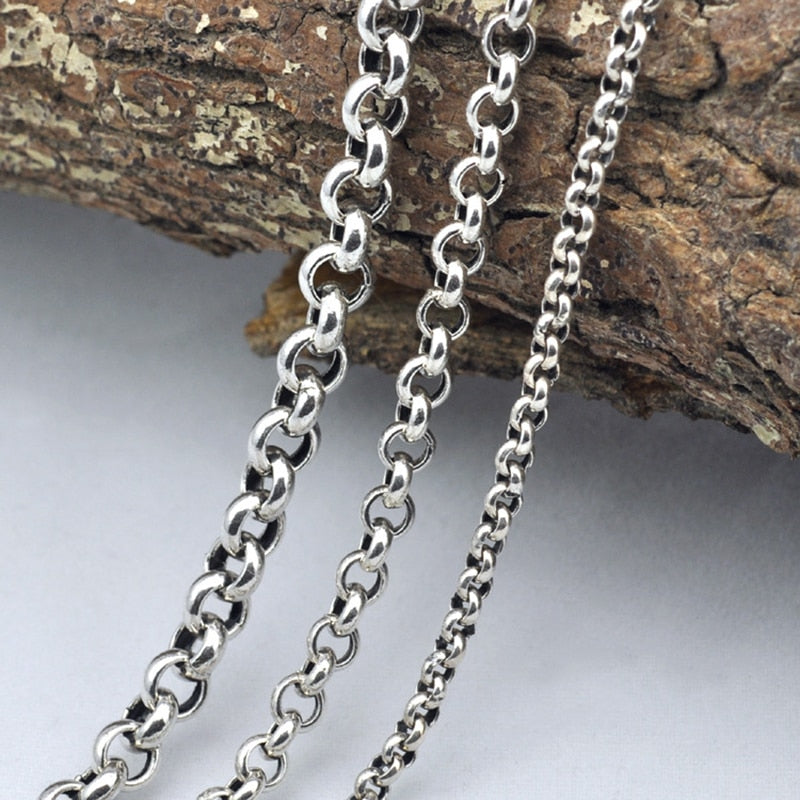 New Necklace 100% Real 925 Sterling Silver Necklace pendant Thick long Chain Men women Gift Thai silver Retro Chain X11