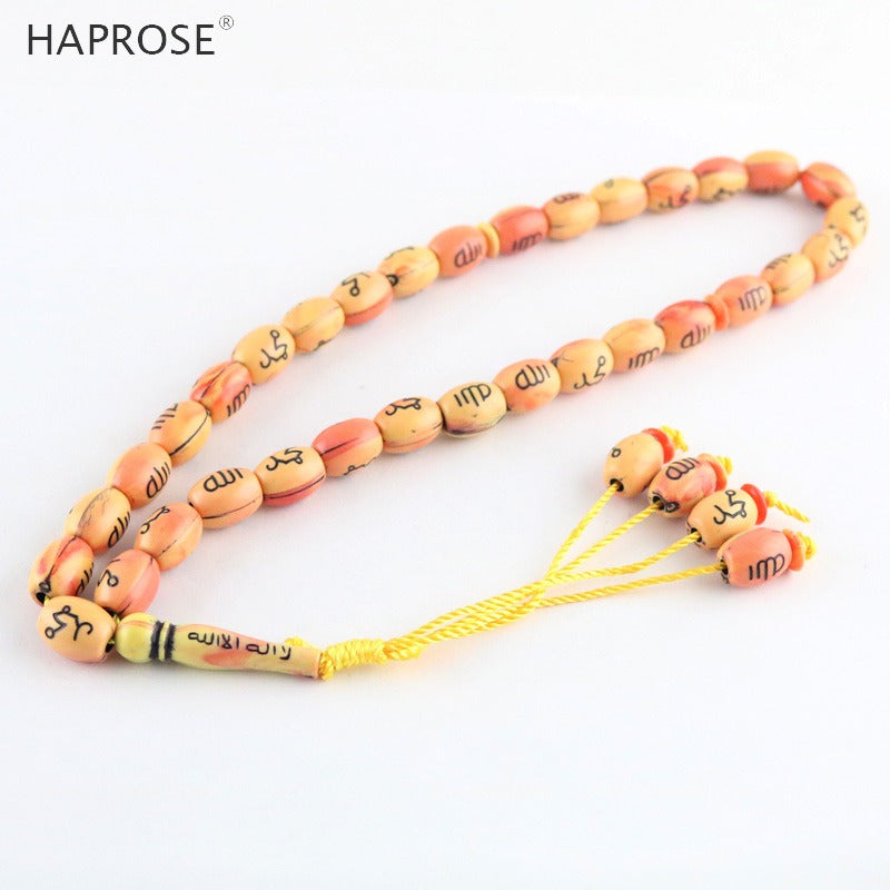 New Orange Bracelet Allah Beads Leisure Hand Bracelet 33 Beads Islam Muslim Allah tasbih Sculpting Text Beads Misbaha Tesbih