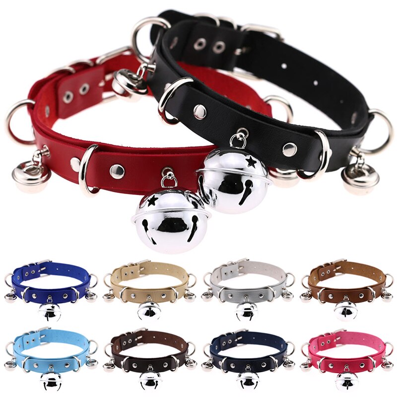 PU Leather Multilayer Bells Choker Necklace Women Chocker Necklaces Statement Jewelry Wedding Bride Necklace Jewelry Gift