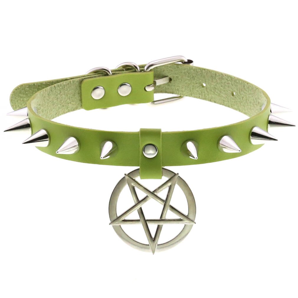 Pattern Women Sexy Gothic Pentagram Harajuku Chocker Necklace Emo Spike Rivet Black Goth Punk Chokers Gothic Choker Necklace