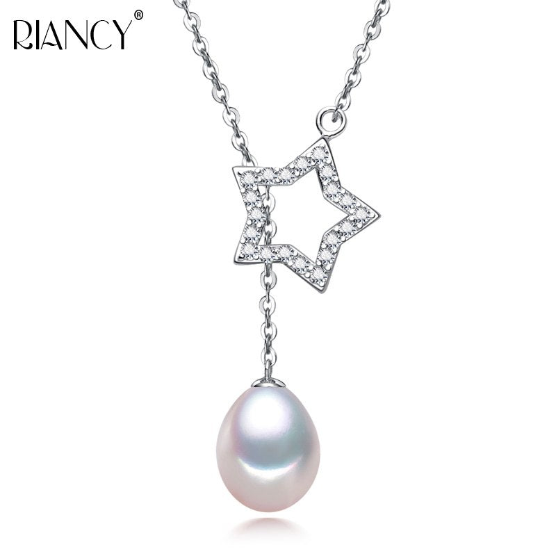 New Pearl Necklace Natural Pearl Lucky Star adjustable Necklace Pendant 925 Sterling Silver Jewelry For Women Gift