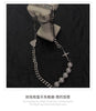 Pearl stitching female titanium steel Love Cross clavicle chain design feeling simple necklace 2021