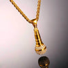 Personality Gold-Plated Microphone Necklace Man Woman Hip Hop Rock-Encrusted Microphone Pendant Accessories Party Jewelry