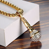 Personality Gold-Plated Microphone Necklace Man Woman Hip Hop Rock-Encrusted Microphone Pendant Accessories Party Jewelry