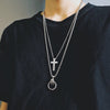 Personality Hip Hop Multilayer Necklace Metal Cross Pendant Silver Color Chain Necklace for Women Men Unisex Jewelry