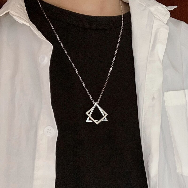 Personality Hip Hop Multilayer Necklace Metal Cross Pendant Silver Color Chain Necklace for Women Men Unisex Jewelry