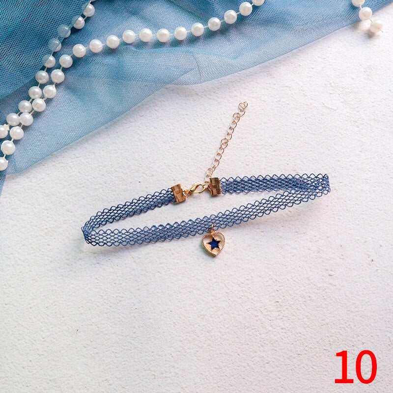 Pink Color Peach Heart Flowers Lolita Pendant Choker Short Clavicle Necklaces Sweet Jewelry Accessories For Girl