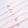Pink Color Peach Heart Flowers Lolita Pendant Choker Short Clavicle Necklaces Sweet Jewelry Accessories For Girl