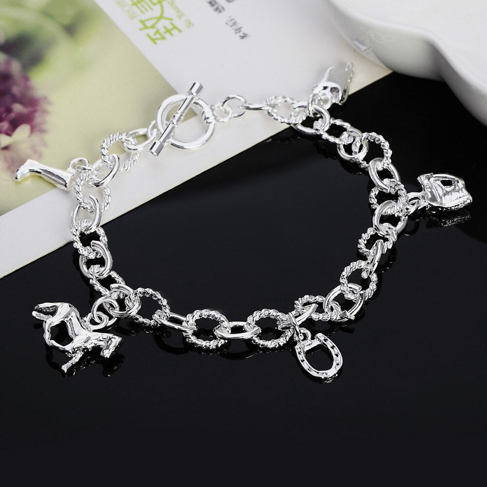 Pretty 925 sterling silver Pretty horse Bracelet for woman man fine Wedding party Gifts  designer jewelry