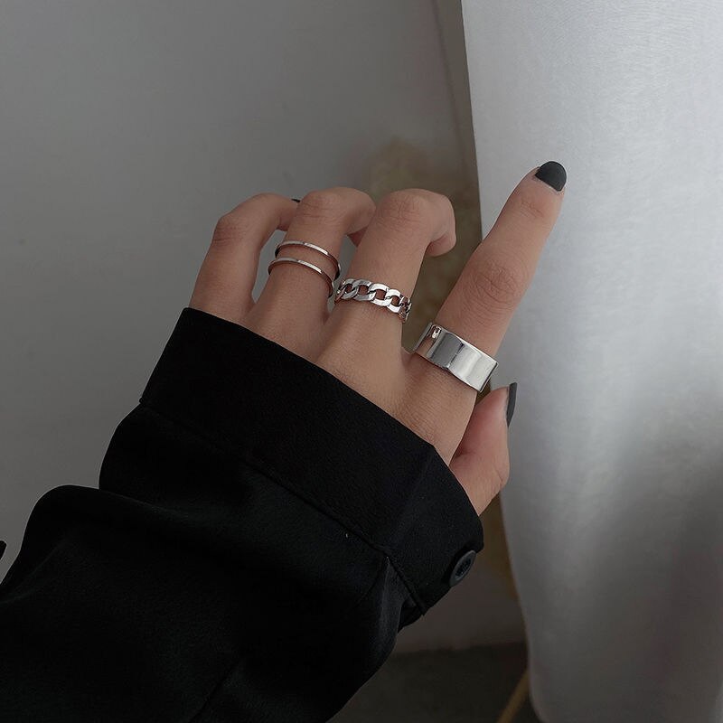 Punk Cool Hip Pop Rings Multi-layer Adjustable Chain Four Open Finger Rings Alloy Women Rotate Rings for Women Party Gift