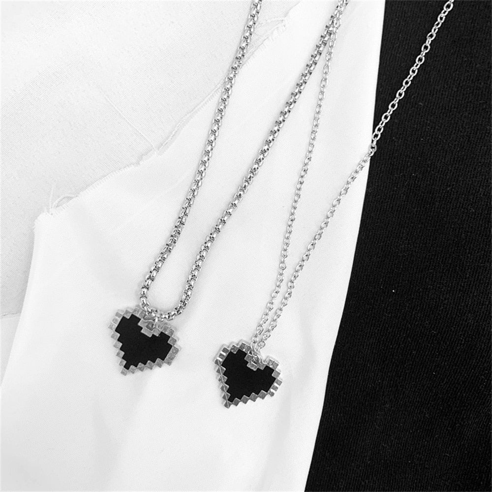 Punk Trend For Women Teen Cool Mosaic Heart Pendant Necklace Geometric Wide Necklace Retro Hip Hop Jewelry Gift
