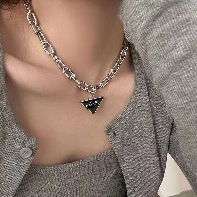 Punk Trend For Women Teen Cool Triangle Pendant Necklace Geometric Wide Necklace Trend Retro Hip Hop Jewelry