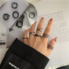 Punk Finger Rings 6pcs/set Minimalist Smooth Gold/Black Geometric Metal Rings for Women Girls Party Jewelry bijoux femme