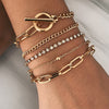 Punk Rhinestone Geometric Chain Bracelets Set for Women Bohemia Multilayer Beads Charm Bangles  Party Jewelry Gift