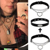 Punk Rock Gothic Choker PU Leather Heart Round Spike Rivet Collar Studded Choker Necklace Body Jewelry Birthday Party Gift