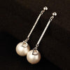 New Quality Dangle Pearl Earring Zircon Crystal Gold & Silver D Letter Long Line Crystal Earring Female Anti-Allergy Design