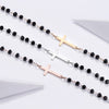 Quality Rosary Cross Charms Bracelet Black Onyx Beades Gold Silver Plated Stainless Steel Chain Bracelets for Women Girls