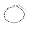 Quality Rosary Cross Charms Bracelet Black Onyx Beades Gold Silver Plated Stainless Steel Chain Bracelets for Women Girls