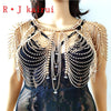 RJRH21 Women Handmade Rhinestone Bra Shoulder Chains Jewelry Bling Crystal Beads Top Costume Jewelry 2 Colors
