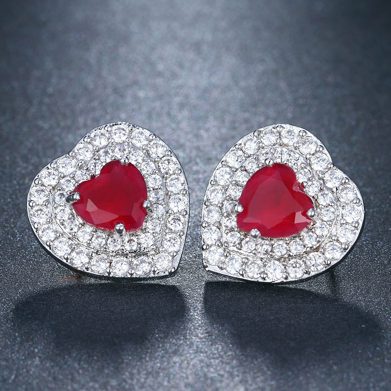 New Red Top Quality Heart Earrings For Women Love Small Ear Studs Fashion Jewelry 2020 Bride Earrings Brincos AE562