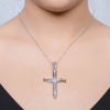 Religious Christian Cross Pendant Necklace for Women Bohemian Crystal Inlaid Hanging Necklace Accessories Jewelry
