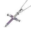 Religious Christian Cross Pendant Necklace for Women Bohemian Crystal Inlaid Hanging Necklace Accessories Jewelry
