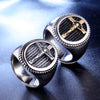 Religious Christianity Jesus Cross Pattern Ring Men's Ring Trendy Metal Ring Accessories Party Jewelry