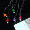 Resin Imitation Mushroom Pendant Necklaces For Women Colorful Simple Cute Charm Necklaces Sweater Chain Jewelry Gifts