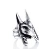 Retro Animal Fox Head Ring Men's Ring Vintage Metal Silver-Plated Egyptian Guardian Anubis Ring Accessories Party Jewelry