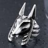 Retro Animal Fox Head Ring Men's Ring Vintage Metal Silver-Plated Egyptian Guardian Anubis Ring Accessories Party Jewelry