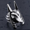 Retro Animal Fox Head Ring Men's Ring Vintage Metal Silver-Plated Egyptian Guardian Anubis Ring Accessories Party Jewelry