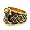 Retro Animal Wolf Head Pattern Viking Rune Ring Men's Ring Vintage Metal Ring Accessories Party Jewelry