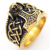 Retro Animal Wolf Head Pattern Viking Rune Ring Men's Ring Vintage Metal Ring Accessories Party Jewelry
