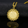 Retro Arab Muslim Islam Arah Scripture Pendant Rhinestone Necklace Religious Jewelry