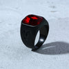Retro Bohemian Red Crystal Inlaid Ring Men's Ring Black Metal Crystal Ring Accessories Party Jewelry