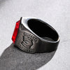 Retro Bohemian Red Crystal Inlaid Ring Men's Ring Black Metal Crystal Ring Accessories Party Jewelry
