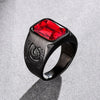 Retro Bohemian Red Crystal Inlaid Ring Men's Ring Black Metal Crystal Ring Accessories Party Jewelry